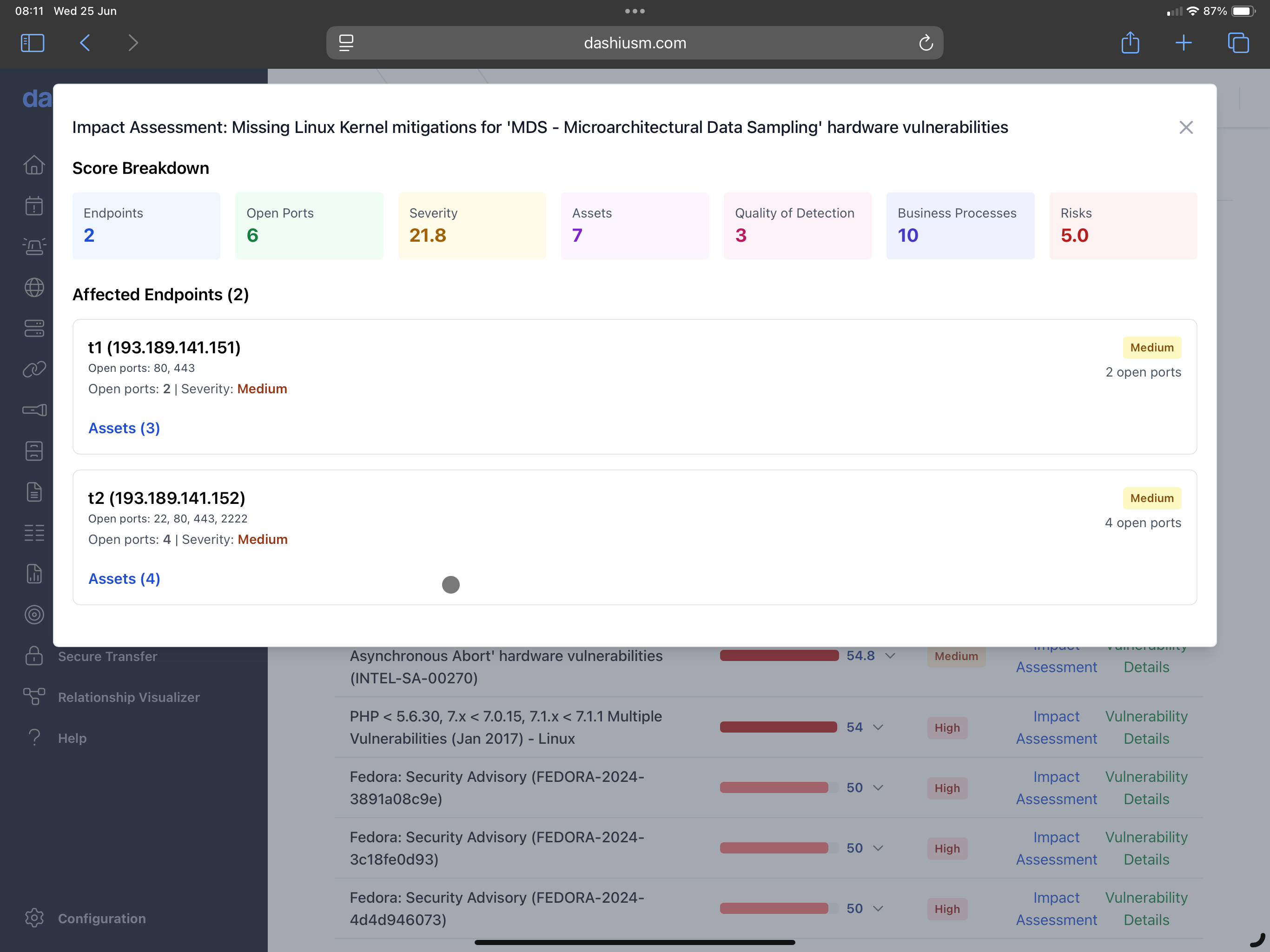 Vulnerabilities by business impact report